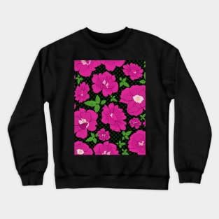 Retro Ramblin' Rose Pink and Green on Black with Green Dots Repeat 5748 Crewneck Sweatshirt